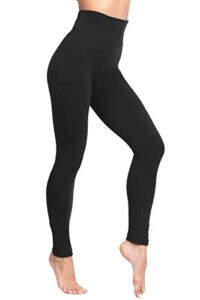LUOYANXI High Waist Fleece Lined Leggings for Women Winter Warm Leggings Thick Tummy Control Leggings Black S