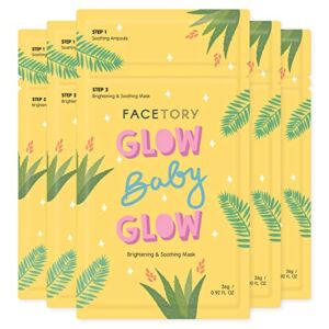 FACETORY Glow Baby Glow Niacinamide and Cica Brightening Sheet Mask – Brightening, Calming, and Moisturizing (Pack of 5)