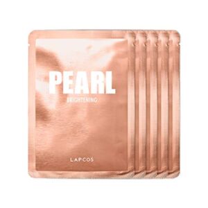 LAPCOS Pearl Sheet Mask, Daily Face Mask with Probiotics to Brighten and Clarify Skin, Korean Beauty Favorite, 5-Pack