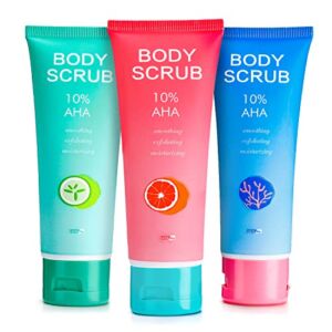 Dr. Pure 10% AHA Body Scrub Set: Natural Exfoliating Sugar Scrub and Body Cream Helps with Moisturize Skin, Acne, Anti Cellulite, Dead Skin Scars