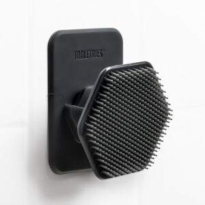 Tooletries – Silicone Face Scrubber & Holder – Gentle Exfoliator Facial Cleansing Brush with Shower Storage Grip – Removes Dead & Dry Skin – Soft-Touch Shower & Bathroom Accessory – Charcoal