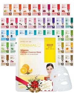 DERMAL 39 Combo Pack Collagen Essence Full Face Facial Mask Sheet – The Ultimate Supreme Collection for Every Skin Condition Day to Day Skin Concerns. Nature made Freshly packed Korean Face Mask