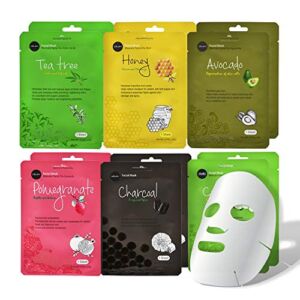celavi Essence Facial Face Mask Paper Sheet Korea Skin Care Moisturizing 12 Pack (Mix – 2 of Each)