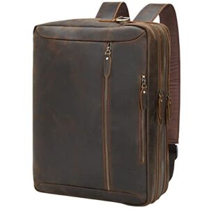TIDING Leather Convertible Briefcase Backpack 15.6″ Laptop Case Multi-Functional Business Shoulder Messenger Bag for Men(Updated Version)