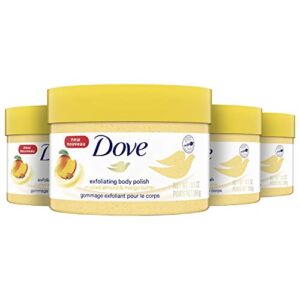 Dove Exfoliating Body Polish Body Scrub Exfoliating Scrub for Dry Skin Crushed Almond and Mango Butter Gently Exfoliates to Reveal Healthy Skin 10.5 Ounce (Pack of 4)