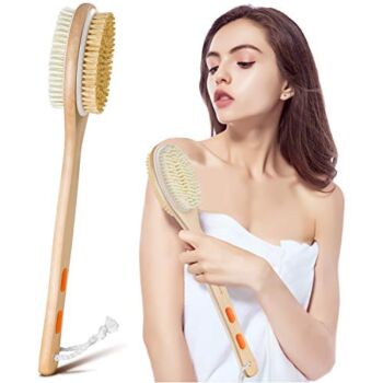 Shower Brush, Bymore Dry Brushing for Body Cellulite and Lymphatic, Dry Skin Long Handle Body Brush Natural Bristle Exfoliator Scrubber for Bath Shower Wash Brushing Exfoliating Legs and Back | The Storepaperoomates Retail Market - Fast Affordable Shopping