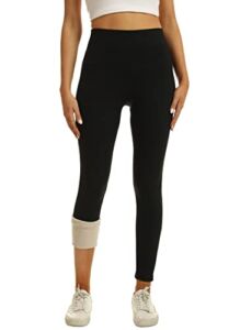 Tengo Fleece Lined Leggings Women Warm Thick Thermal High Waisted Velvet Pants XS-XXL(Black,S)