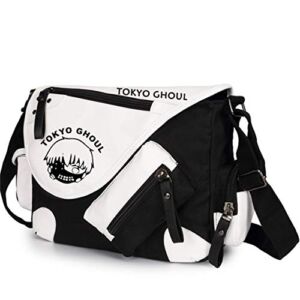 GO2COSY Anime Messenger Bag Handbag Cross-body Tote Bag Student Bag Shoulder Bag for Tokyo Ghoul Cosplay (black 1)