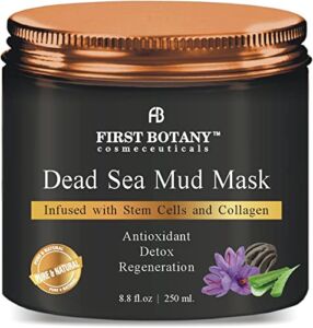 100% Natural Mineral-Infused Dead Sea Mud Mask 8.8 oz w/ Stem Cells for Facial Treatment, Skin Cleanser, Pore Reducer, Anti Aging, Acne Treatment, Blackhead Remover, Cellulite & Natural Moisturizer