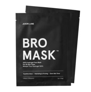 BRO MASK: Korean Face Mask for Men | 2 Pc. Hydrating Anti Aging Sheet Masks Contains Vitamin C, Vitamin E, Hyaluronic Acid, Hydrolyzed Collagen for Face Care & Acne Treatment by Jaxon Lane (4 Pack)
