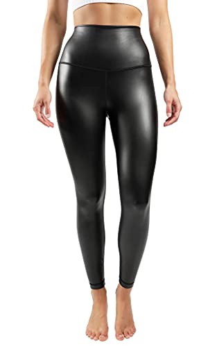 90 Degree By Reflex High Waist High Shine Faux Leather Fleece Lined Super High Waist Elastic Free Ankle Leggings – Black – Small | The Storepaperoomates Retail Market - Fast Affordable Shopping