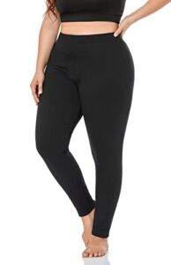 ZERDOCEAN Women’s Plus Size Fleece Lined Leggings Winter Warm Thermal Yoga Workout Pants Black 3X