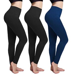 CHARMKING Fleece Lined Leggings Thick Brushed Ultra Soft Premium Warm High Waist Elastic and Slimming Tights for Women (3 Pack Assorted-1)