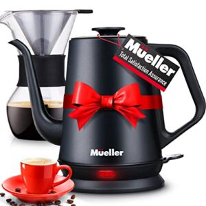 Mueller Electric Gooseneck Kettle with Pour Over Drip Coffee Maker Coffee Serving Set, Stainless Steel Coffee Servers Kettle & Tea Kettle, Matte