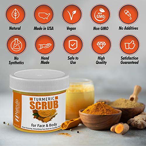 Natrulo Turmeric Face Scrub – Skin Brightening Mask with Turmeric – All-Natural Turmeric Face Mask for Acne Treatment, & Glowing Skin – Boosts Circulation, Evens Skin Tone, & Removes Toxins – Detox Turmeric Clay Face Mask Made in USA (Pack of 1) | The Storepaperoomates Retail Market - Fast Affordable Shopping