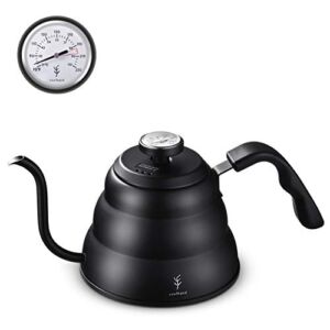 Soulhand Gooseneck Kettle with Thermometer | Stovetop Gooseneck Kettle for Coffee & Tea | 3-Layer Stainless Steel Bottom Pour Over Kettle for Electric, Induction | 34oz/1L