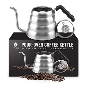 Bean Envy Pour Over Coffee Kettle – 40 oz, Stainless Steel, Gooseneck Coffee and Tea Kettle with Thermometer and Ergonomic Handle