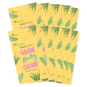 FACETORY Glow Baby Glow 2-Step Radiance Boosting Sheet Mask with Niacinamide and Cica – For Dull, Dehydrated Skin – Illuminating, Calming, Soothing, and Moisturizing (Pack of 10)