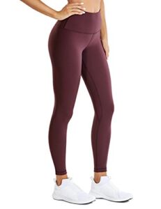 CRZ YOGA Light-Fleece Warm Leggings for Women 25” – Thick Brushed Pants High Waisted Athletic Workout Leggings Tummy Control Arctic Plum Medium