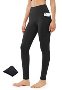 PERSIT Fleece Lined Leggings Women Winter Thermal Warm High Waisted Tummy Control Workout Yoga Pants with Pockets – Black – S