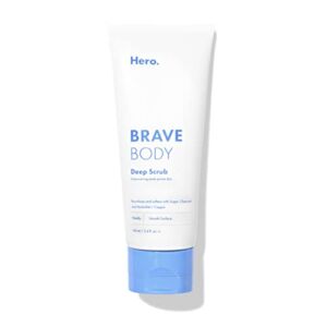 Brave Body Deep Scrub from Hero Cosmetics – Weekly Smoothing Body Scrub Visibly Renews and Smooths for Glowing Skin with Dissolving Sugar – Not Harsh or Abrasive (160ml, 3.4 Fl. Oz.)