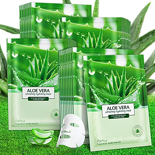 Aloe Facial Skincare Sheet Hydrating Moisturizing Revitalizing Facial Skincare Sheet for Dry, Oily, Sensitive and Tired Skin 25ml/0.8oz, Pack of 10 | The Storepaperoomates Retail Market - Fast Affordable Shopping