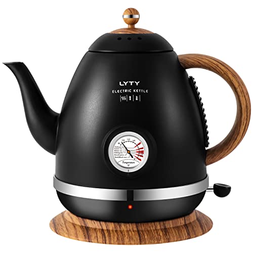 Electric Kettle with Thermometer Stainless Steel 1.5L 1000W Gooseneck Pour Over Coffee Tea Kettle, Hot Water Boiler Heater with Water Temperature Display, Quick Heating Boiling Water 110V Black | The Storepaperoomates Retail Market - Fast Affordable Shopping