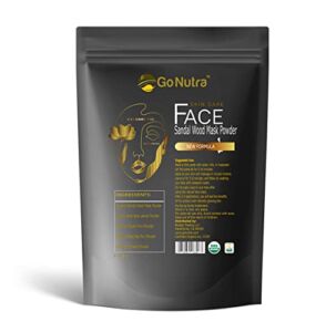 Go Nutra Sandalwood Facial Mask Powder Organic Special Formula with Aloe Vera, Turmeric, Dead Sea Mud, Multani Mud for Glowing Skin Anti-Aging Face Cleansing