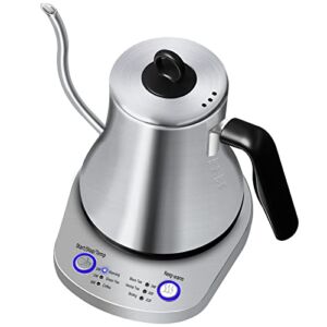 Homtone Gooseneck Electric Pour-over Kettle, Temperature Variable Kettle for Coffee Tea, 6 Variable Presets, All Stainless Steel, Auto Shutoff, 0.8L, Fast Heating