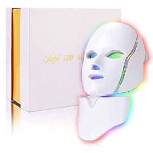 Houzzi 7 Color Led Face Mask Blue Light Therapy Red Light Therapy Skin Rejuvenation Facial Skin Care Mask Therapy Skin Rejuvenation, White022