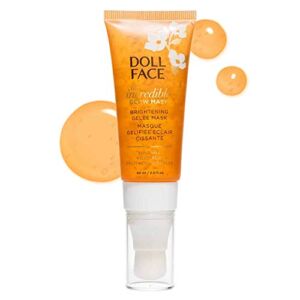 DOLL FACE Facial Mask | Glowing Skin with Vitamin C, Kojic Acid & FruitActive Complex | Glow & Brightening Face Masque with Brush-on Applicator | 2fl.oz