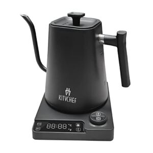 Electric Kettle, Gooseneck Electric Kettle Temperature Control for Coffee and Tea, Pour-Over Kettle with Auto Shut off Anti-Dry Protection and Mute Function, 100% Stainless Steel Inner, 1L 1200W Rapid Heating Hot Water Kettle Electric