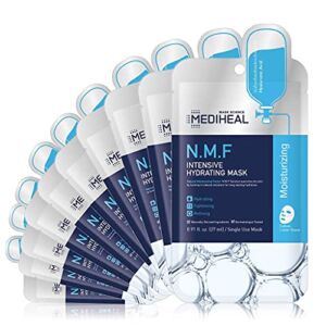 MEDIHEAL Official [Korea’s No 1 Sheet Mask] – 10 Pack N.M.F Intensive Hydrating Mask/Ultra Moisturizing & Soothing 100% Cotton Sheet Facial Mask, NMF & Hyaluronic Acid & Witch Hazel Contained
