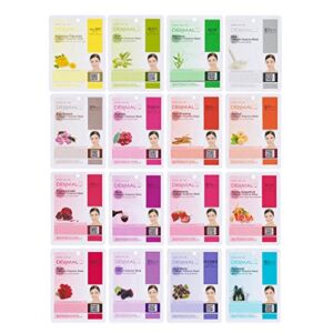 DERMAL KOREA Collagen Essence Full Face Facial Mask Sheet 16 Combo Pack B – Nature Made Freshly Korean Face Mask, The Ultimate Supreme Collection for Every Skin Condition Day to Day Skin Concerns