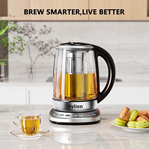 Smart Electric Kettle with Temperature Control, 5 Presets Electric Tea Kettle with Removable Infuser, 2 Hours keep Warm with Auto Shut off , 1.7L, Glass and Stainless Steel, BPA Free | The Storepaperoomates Retail Market - Fast Affordable Shopping