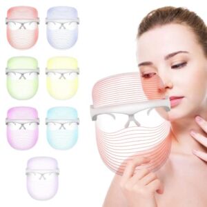haoyehome 7 Colors LED Facial Face Mâsk, Portable & Light Skin Care Device for Home Use, Portable & Light, Rechargeable, Wireless