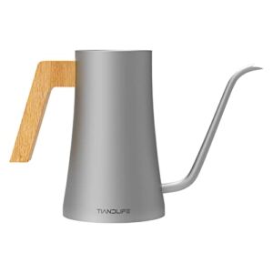 TIANDLIFE Gooseneck Kettle, Titanium Tea Kettle with wood handle, Pour Over Kettle for Coffee & Tea, Rapid Heating.for Drip Coffee – Works on Stove and Any Heat Source. (31fl oz / 900ml)