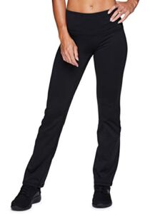 RBX Active Women’s Fleece Lined Flared Athletic Boot Cut Yoga Pants with Pocket Black