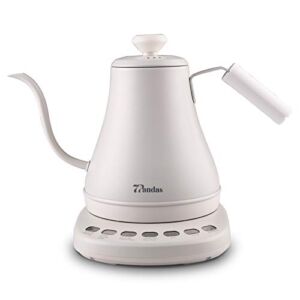 7 PANDAS Electric Gooseneck Kettle with 5 Temperature Control, Pour Over Kettle for Brewing Coffe and Tea, 100% Stainless Steel, 0.8L (White)