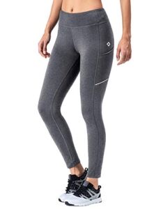 NAVISKIN Women’s Fleece Lined Leggings Winter Warm Snow Pants Yoga Workout Running Tights Zip Pocket Dark Gray Size M