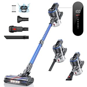 Cordless Vacuum Cleaner 400W 33000PA Stick Vacuum with Touch Screen 55Min.Runtime Battery Handheld Vacuum Lightweight Powerful Cordless Stick Vacuum for Hardwood Floors,Carpets,Pet Hair HONITURE S12