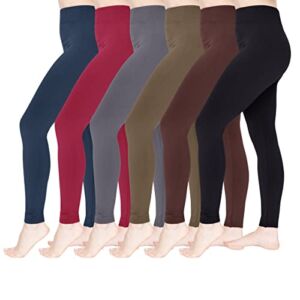 Active Club 6 Pack Womens Fleece Lined Leggings-high Waisted Leggings for Women-Plus Size Fleece Legging