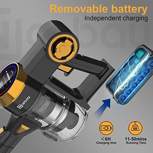 Nicebay Cordless Vacuum Cleaner, 25Kpa Brushless Motor Cordless Stick Vacuum,Digital Touchscreen&Smart Induction Auto-Adjustment, 4 in 1 Lightweight Vacuum for Hardwood Floor Hair | The Storepaperoomates Retail Market - Fast Affordable Shopping