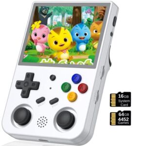 RG353V Handheld Game Console Support Dual OS Android 11+ Linux, 5G WiFi 4.2 Bluetooth RK3566 64BIT 64G TF Card 4450 Classic Games 3.5 Inch IPS Screen 3500mAh Battery (RG353V-White)