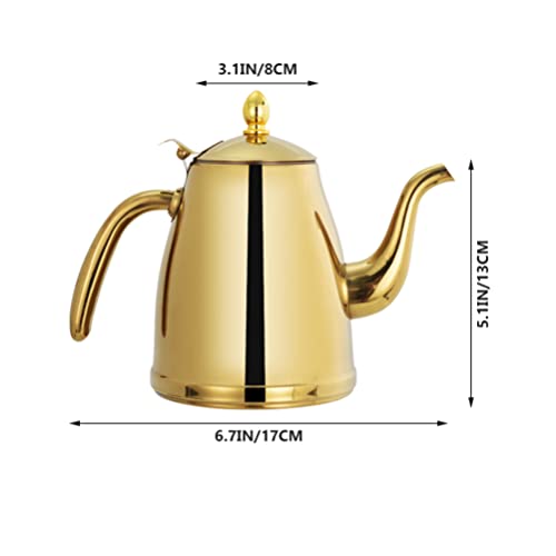 Angoily Iced Tea Pitcher Stovetop Tea Kettle Stainless Steel Teapot Pour Over Coffee Kettle Gooseneck Kettle Pouring Hot Water Kettle Kitchenware for Coffee Tea Maker 1.5l Whistling Teapot | The Storepaperoomates Retail Market - Fast Affordable Shopping