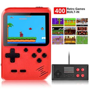 Yneze Handheld Game Console, Retro Game Console with 400 Classical Handheld Games, Portable Game Console with 800 mAh Rechargeable Battery, Supports 2 Players and TV Connecting