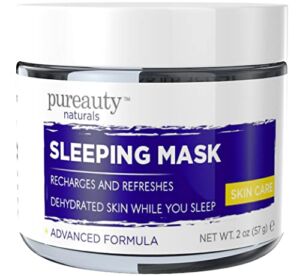 Sleep Mask Cream, Hydrating face Mask Cream Sleeping Mask, Overnight Mask for women skincare Moisturizing beauty face masks with Hyaluronic Acid, face masks, Overnight Cream – Pureauty Naturals, 2oz