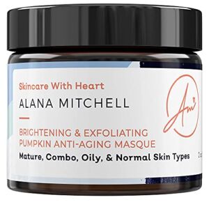 Alana Mitchell Pumpkin Anti Aging Face Mask – Exfoliating Natural Face Masks w/Glycolic & Citric Acid – Facial Mask for Glowing, Refreshed Skin – Gel Face Mask for All Skin Types (2 oz)