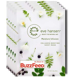 Eve Hansen Collagen Sheet Mask Set – Cruelty Free, Natural Hydrating Face Mask for Wrinkles and Dark Spots – 5X Facial Mask Sheet Face Masks