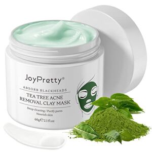 Clay Mask, Tea Tree Acne Removal Clay Mask, JoyPretty Sensitive Skin Soothing Face Mask Skin Care, Nourishing, Anti-Acne, Deep Cleansing Face Mud Mask, Acne Purifying Mask, Pore Purifying(60G)